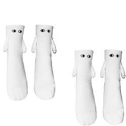 Magnetic Hand Holding Socks, Couple Holding Hands Socks, Funny Mid-Tube Socks Magnetic 3D Doll Socks (White) 2 Pairs… von Mivyy