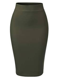 MixMatchy Damen Casual Classic Bodycon Bleistiftrock, Oliv/Blatt für mich (Leaf It to Me), Mittel von MixMatchy