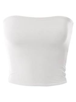 MixMatchy Damen Casual Trägerlos Basic Sexy Tube Top, Cremefarben (Rayon), Klein von MixMatchy