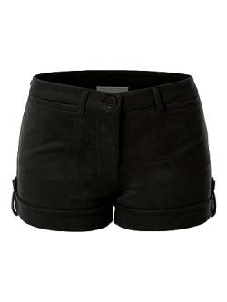 MixMatchy Damen Leichte Body Enhancing Comfort Cuffed Shorts mit Taschen, Schwarzes Wildleder, Klein von MixMatchy