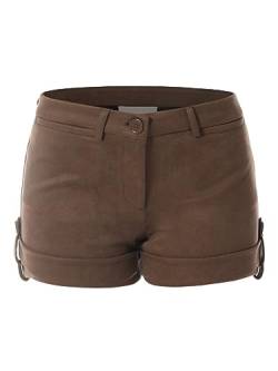 MixMatchy Damen Leichte Body Enhancing Comfort Cuffed Shorts mit Taschen, Wildleder Schokolade, Mittel von MixMatchy
