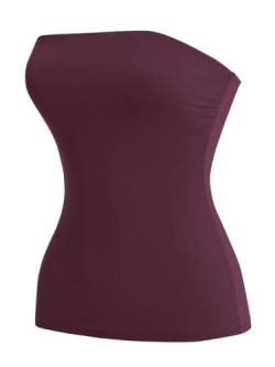 MixMatchy Frauen Causal Trägerlos Basic Sexy Tube Top, Burgunder, Mittel von MixMatchy