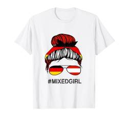 Österreichische Deutschland-Flagge Österreich Deutsch Messy Bun T-Shirt von Mixed Girl Heritage Gifts