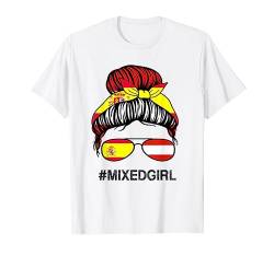 Österreichische Spanien-Flagge Österreich Spanisch Messy Bun T-Shirt von Mixed Girl Heritage Gifts
