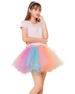 Damen Regenbogen Tutu Rock Layered Tüllrock Erwachsene Halloween Kostüme - - S/L von MizHome