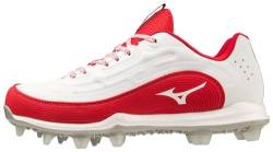 Mizuno Damen Finch Elite 6 Low TPU Softball Stollen, Weiß/Rot, 9.5 von Mizuno