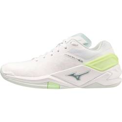 Mizuno Damen Wave Stealth Neo (W) Leichtathletik-Schuh, Weiß/Grün (White Glacial Ridge Patinagreen), 39 EU von Mizuno