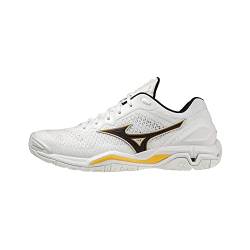 Mizuno Herren Wave Stealth V Shoes, White/Black/Lemon Chrome, 43 EU von Mizuno