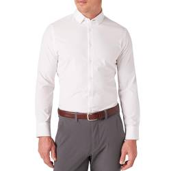 Mizzen+Main Herren Performance Dress Shirt Classic Fit - Maschinenwäsche, Vier-Wege-Stretch, knitterfrei - Leeward Collection, Weiß, einfarbig, L von Mizzen + Main