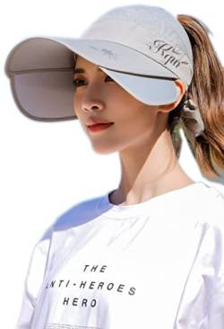 Mking Tech Sonnenschutz Kappe Damen Verstellbarer Strandhut breiter Krempe einfacher Visier Hut Sommer UV-Sonnenschutz Spielraum beiläufige Golf-Baseballmütze im Freien Sonnenhut von Mking Tech