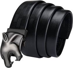 Mknaz Ledergürtel for Herren, Business-Modedesigner, dekorativer Legierungsgürtel mit automatischer Schnalle, schwarzer Herrengurt (Color : D_130cm) von Mknaz