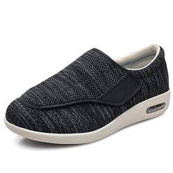 Mlloyd Diabetische Fußödem-Schuhe für ältere Menschen, lässige Netzschuhe, Herren- und Damen-Hausschuhe, Spezialschuhe, Gesundheitsschuhe, präventive Schuhe, black gray-46 EU von Mlloyd
