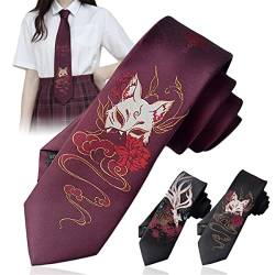 3 x japanische Anime-Fuchs-Krawatte für Cosplay, JK, für Herren und Damen, Kawaii-Zubehör, Requisiten, Kostüm für Hochzeit, Abschluss, Schule, Cosplay, Schwarz, 146x7cm von MnPalettey