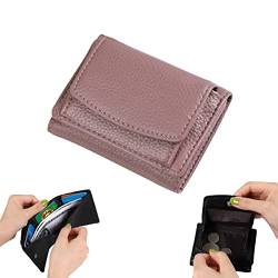 MnPalettey 2023 Neue Echtleder Blocking Card Holder Organizer Pocket Mini Wallet, Compact Bifold Kleine Ledergeldbörse für Frauen (Bohnenpaste Farbe) von MnPalettey
