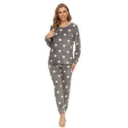 Mnemo Damen Schlafanzüge Flauschig, Nachtwäsche Zweiteiliger, Pyjama Set,Punktmuster,XL von Mnemo