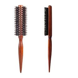Mnixy Paket von 2 Teasing Hair Brush Tail Comb Professional Salon Kamm für Haarschnitte verwendet für Kantenkontrolle, Backkämmen, Glätten und Styling feines Haar, um Volumen zu schaffen, Nylon, Brown von Mnixy