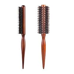 Mnixy Paket von 2 Teasing Hair Brush Tail Comb Professional Salon Kamm für Haarschnitte verwendet für Kantenkontrolle, Backkämmen, Glätten und Styling feines Haar, um Volumen zu schaffen, Nylon, Brown von Mnixy