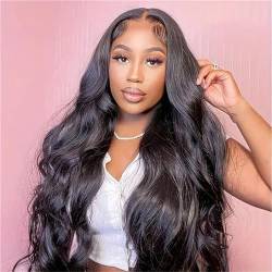 Frauen 38 Zoll Brasilianische Remy Echthaar Perücken 13X4 13X6 HD Spitze Perücke Glueless Körper Welle Front Menschliches Haar Perücken 13x4 Lace Wig 14inches#180% von Mnjyihy