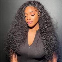 Frauen Schwarz 32 Zoll Wasser Welle Hd 13X6 Spitze Frontal Echthaar Perücken Tiefe Welle 13X4 Spitze Vorne Perücke Lockige Echthaar Perücken 13x6 Lace Wig 22INCHES#180% von Mnjyihy