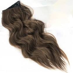 Frauen Schwarz Braun Synthetische Natürliche Unsichtbare Draht 4 Clip In Haarverlängerungen 22 Zoll Lange Gewellte Künstliche Falsche Haare M2 30 22inches 55cm von Mnjyihy