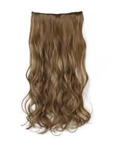 Synthetische 5 Clip In Haarverlängerung Für Frauen Natürliches Blond Braun Lange Gewellte Frisur Hitzebeständiges Haarteil 55–80 Cm Kunsthaar 12H24 22inches 55cm von Mnjyihy