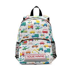 Benutzerdefinierter Namens-Rucksack, personalisierter Kinder-Rucksack für Jungen Mädchen, Cartoon-Auto-Sammlung, Rucksack für Kindergarten, Vorschule, Kindergarten, Reisetasche, mehrfarbig, M von Mnrsuu