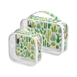 Bright Cactus Kulturbeutel, 2 Stück, transparente Make-up-Taschen mit Griffen für Reisen, Kosmetiktaschen für Damen und Herren, mehrfarbig, 2er-Pack, Kulturbeutel von Mnsruu