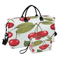 Cherrys Reisetasche mit Kulturbeutel und verstellbarem Riemen für Reisen, Fitnessstudio, Yoga, Wochenende, mehrfarbig, Einheitsgröße, Kulturbeutel von Mnsruu