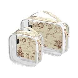 Clear Travel Toiletry Bag Merry Christmas Snowman Old Poster Cosmetic Bag Makeup Bags 2 Pack PVC Portable Waterproof Toiletries Carry Pouch Wash Storage Bag for Women Men, A662, 2er-Pack von Mnsruu