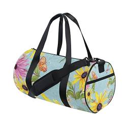 Gelbe Sonnenblumen-Sporttasche für Damen und Herren, Reisetasche, Workout-Taschen, Strand, Yoga, Wochenende, Tanztasche, blau, L von Mnsruu