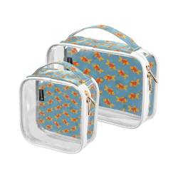 Goldfish transparente Make-up-Tasche, Reise-Kulturbeutel, 2 Stück, PVC, transparente Kosmetiktaschen für Damen und Herren, mehrfarbig, 2er-Pack, Kulturbeutel von Mnsruu