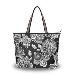 Große Schultertasche mit Totenkopf-Muster, Handtasche, Strandtasche für Damen und Mädchen, Mehrfarbig - multi - Größe: Large von Mnsruu