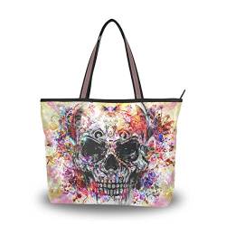 Große Umhängetasche mit Totenkopf-Muster, Handtasche, Strandtasche für Frauen und Mädchen, Mehrfarbig - multi - Größe: Medium von Mnsruu