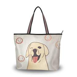 Große Umhängetasche mit süßem Labrador Hund Handtasche Tragetasche mit Reißverschluss Strandtasche, Mehrfarbig - multi - Größe: Large von Mnsruu