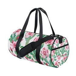 Grüne Kaktus-Rosen-Sporttasche für Damen und Herren, Reisetasche für Training, Strand, Yoga, Wochenende, Tanztasche, rose, L von Mnsruu