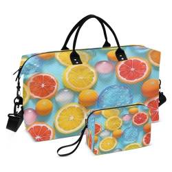 Ice Lemon Reisetasche mit Kulturbeutel und verstellbarem Riemen für Reisen, Fitnessstudio, Yoga, Wochenende, mehrfarbig, Einheitsgröße, Kulturbeutel von Mnsruu