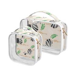Kosmetiktasche mit niedlichem Zebramuster, transparent, 2 Stück, PVC-Kosmetiktaschen für Damen und Herren, mehrfarbig, 2er-Pack, Kulturbeutel von Mnsruu