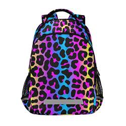 Leopardenmuster Gepard Neon Farbverlauf Rucksack für Studenten Jungen Mädchen Schultasche Reise Daypack Rucksack von Mnsruu