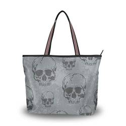 Mnrsuu Große Schultertasche mit Totenkopf-Muster, Handtasche, Strandtasche für Damen und Mädchen, multi, Large von Mnsruu