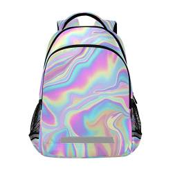 Mnrsuu Holographischer Regenbogen-Rucksack mit Batikfärbung für Jungen und Mädchen, Grundschule, Büchertasche, Kinder-Reiserucksack, Laptoptasche, B388 von Mnsruu