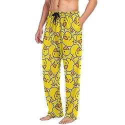 Mnrsuu Pyjamahose für Herren, kleine gelbe Ente Herren Separate Hose, Loungehose, entspannte Schlafhose, multicolored, L von Mnsruu