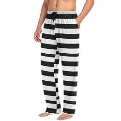 Mnrsuu Pyjamahose für Herren Schwarz Weiß Streifen Herren Separate Hose Loungehose Entspannte Schlafhose, multicolored, XXL von Mnsruu