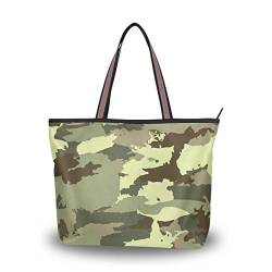 Mnrsuu Schultertasche Camouflage Muster Große Handtasche Tote Strandtaschen für Damen, multi, Medium von Mnsruu
