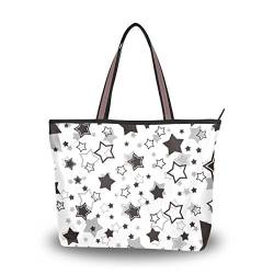 Mnrsuu Schultertasche Schwarz Sterne Große Handtasche Tote Strandtaschen für Damen, multi, Large von Mnsruu