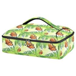 Mnsruu Butterflies and Plants Kasserolle Carrier for Hot or Cold Food, Insulated Casserole Dish Carrier Bag with Lid, Food Carrier for Travel Party Picnic Tote Bag, Schmetterlinge und Pflanzen, von Mnsruu