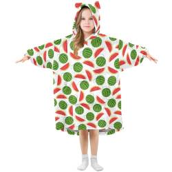 Mnsruu Decke Hoodie für Kinder Wassermelone Übergroße Warme Fleece Hoodie Decke Tragbares Sweatshirt Plüsch Mädchen Jungen, wassermelone, 3-6 Jahre von Mnsruu