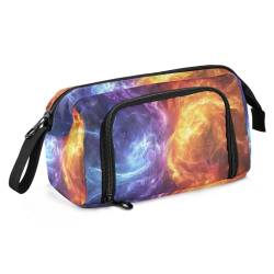 Mnsruu Federmäppchen mit Galaxie-Motiv, großes Fassungsvermögen, Stiftetasche, Schreibwaren, Federmäppchen, Handheld-Tasche für Studenten, Teenager, Schule, Büro, Violett / Gelb, Mehrfarbig von Mnsruu