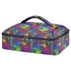 Mnsruu Galaxy Starry Night Sky Rainbow Color Casserole Carrier Carrier for Hot or Cold Food, Insulated Casserole Dish Carrier Bag with Lid, Food Carrier for Travel Party Picnic Tote Bag, Galaxie, von Mnsruu