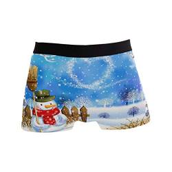 Mnsruu Herren Unterhose mit Weihnachtsmotiv Schneemann und Herzen, normale Beine, Boxershorts Gr. L, multi von Mnsruu