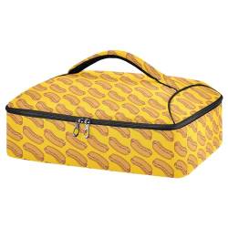 Mnsruu Hot Dogs Over Yellow Kasserolle Carrier for Hot or Cold Food, Insulated Casserole Dish Carrier Bag with Lid, Food Carrier for Travel Party Picnic Tote Bag, Hot Dogs Over Yellow, Einheitsgröße von Mnsruu